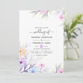 Pastel Waterverf Bloemen Bruiloft Kaart (Staand voorkant)