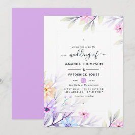 Pastel Waterverf Bloemen Bruiloft Kaart