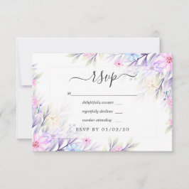 Pastel Waterverf Bloemen Bruiloft RSVP Kaartje