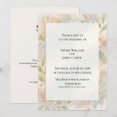Pastel Waterverf Bloemen Bruiloftsinvitaties Kaart (Voorkant / Achterkant)