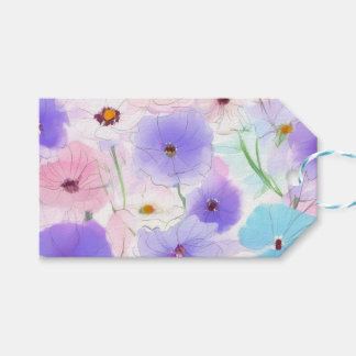 Pastel Waterverf Bloemen Cadeaulabel