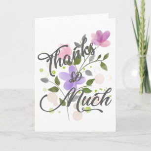 Pastel Waterverf Bloemen Dank Je Wel Kaart