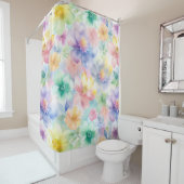 Pastel Waterverf Bloemen Douchegordijn (In situ)