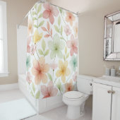 "Pastel Waterverf Bloemen Douchegordijn – Soft Sp (In situ)