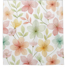 "Pastel Waterverf Bloemen Douchegordijn – Soft Sp