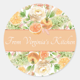 Pastel Waterverf Bloemen, Fruit en Loof Ronde Sticker