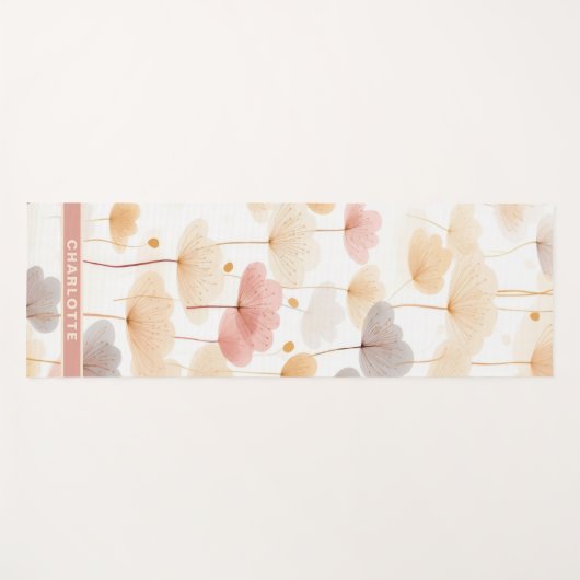 Pastel Waterverf Bloemen Gepersonaliseerde naam Yogamat (Voorkant (horizontaal))