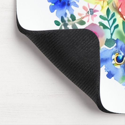 Pastel Waterverf Bloemen Hart Krans Muismat (Hoek)