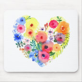 Pastel Waterverf Bloemen Hart Krans Muismat (Voorkant)