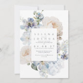 Pastel Waterverf Bloemen Lente Huwelijksuitnodigin Kaart (Voorkant)