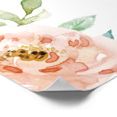 Pastel Waterverf Bloemen met Gepersonaliseerd Naam Poster (Hoek)