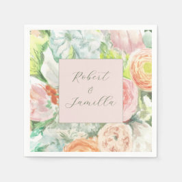 Pastel Waterverf Bloemen Papieren Servet