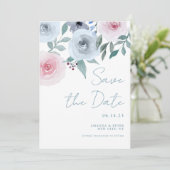 Pastel Waterverf Bloemen Rozen Save the Date Kaart (Staand voorkant)