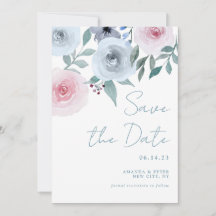 Pastel Waterverf Bloemen Rozen Save the Date