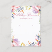 Pastel Waterverf Bloemen Sieraden Oorbel Display Visitekaartje (Voorkant)
