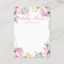 Pastel Waterverf Bloemen Sieraden Oorbel Display Visitekaartje