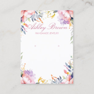 Pastel Waterverf Bloemen Sieraden Oorbel Display Visitekaartje