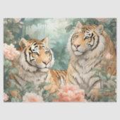 Pastel Waterverf Bloemen Tijger Decoupage Tissuepapier (Voorkant)