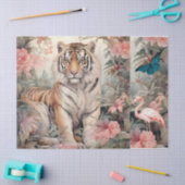 Pastel Waterverf Bloemen Tijger Decoupage Tissuepapier (Craft)