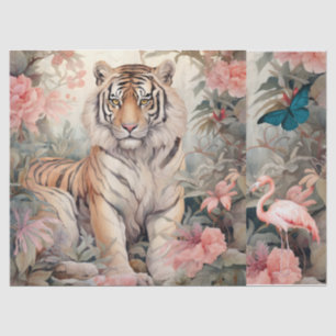 Pastel Waterverf Bloemen Tijger Decoupage Tissuepapier