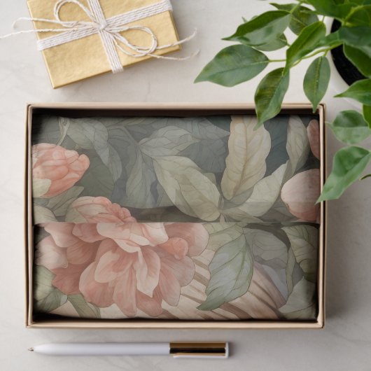 Pastel Waterverf Bloemen Tijger Decoupage Tissuepapier (Geschenk)