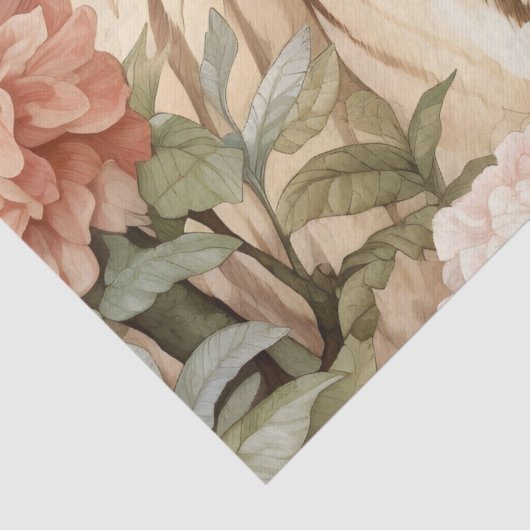 Pastel Waterverf Bloemen Tijger Decoupage Tissuepapier (Detail)