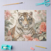 Pastel Waterverf Bloemen Tijger Decoupage Tissuepapier (Craft)