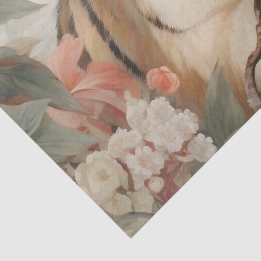 Pastel Waterverf Bloemen Tijger Decoupage Tissuepapier (Detail)