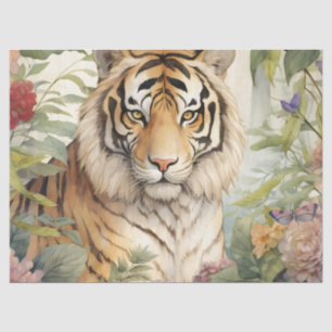 Pastel Waterverf Bloemen Tijger Decoupage Tissuepapier