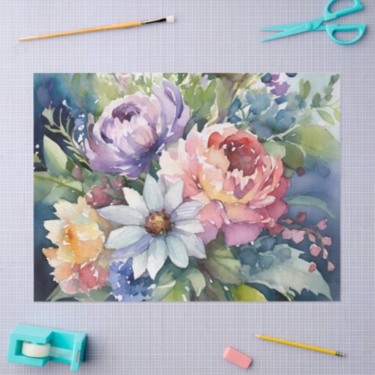  Pastel Waterverf Bloemen Tissuepapier (Craft)