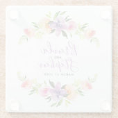Pastel Waterverf Bloemen Trouwkrans Glazen Onderzetter (Achterkant)