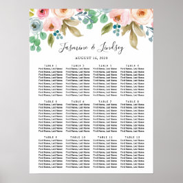 Pastel Waterverf Bloemen Trouwstoel Grafiek Poster