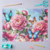 Pastel Waterverf Bloemen & Vlinders Decoupage Tissuepapier (Craft)