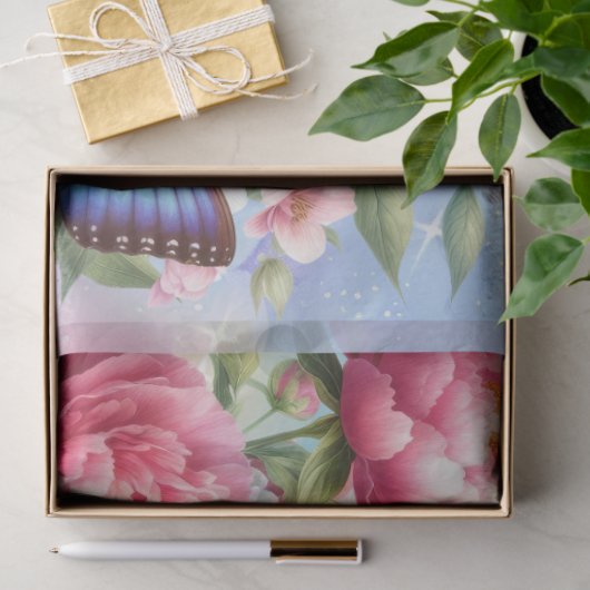Pastel Waterverf Bloemen & Vlinders Decoupage Tissuepapier (Geschenk)