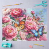 Pastel Waterverf Bloemen & Vlinders Decoupage Tissuepapier (Craft)