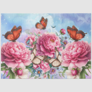 Pastel Waterverf Bloemen & Vlinders Decoupage Tissuepapier