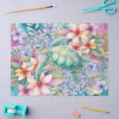 Pastel Waterverf Bloemen Zee Schildpad Decoupage Tissuepapier (Craft)