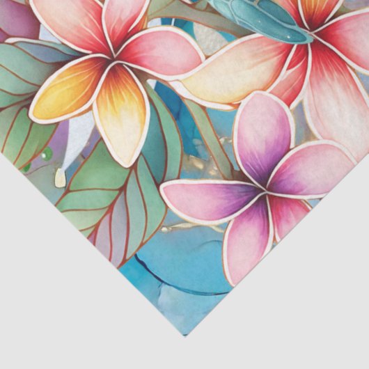 Pastel Waterverf Bloemen Zee Schildpad Decoupage Tissuepapier (Detail)