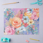 Pastel Waterverf Bloemen Zee Schildpad Tissuepapier (Craft)