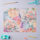 Pastel Waterverf Bloemen Zee Schildpadden Tissuepapier (Craft)
