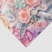 Pastel Waterverf Bloemen Zee Schildpadden Tissuepapier (Detail)