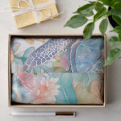 Pastel Waterverf Bloemen Zee Schildpadden Tissuepapier (Geschenk)