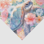 Pastel Waterverf Bloemen Zee Schildpadden Tissuepapier (Detail)