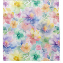 Pastel Waterverf Bloemendoek Gordijn