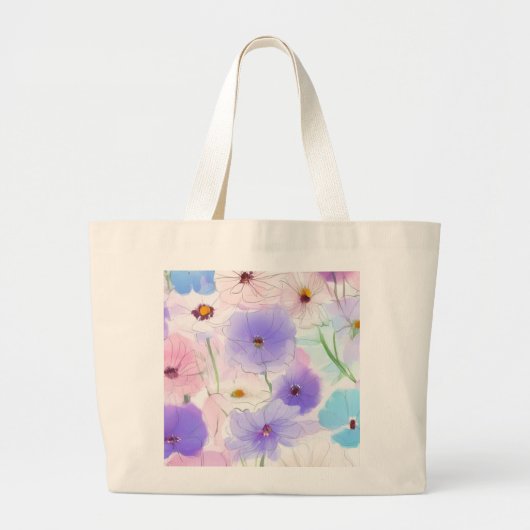 Pastel Waterverf Bloemengrote Tas (Voorkant)