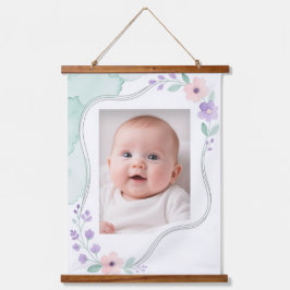 Pastel Waterverf Bloemenkader met Golvende Rand Le Hangend Wandkleed