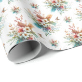 Pastel Waterverf Bloemenkruis Pasen Cadeaupapier (Rol Hoek)