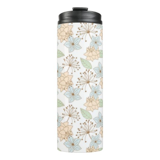 Pastel Waterverf bloemenpatroon Thermosbeker (Voorkant)