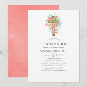 Pastel Waterverf Bloemenuitnodiging voor Confirmat Kaart