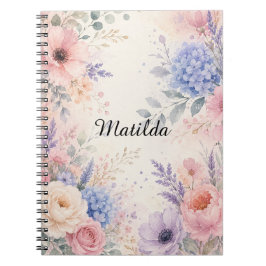 Pastel Waterverf Bloemetuin Elegant Botanisch Notitieboek